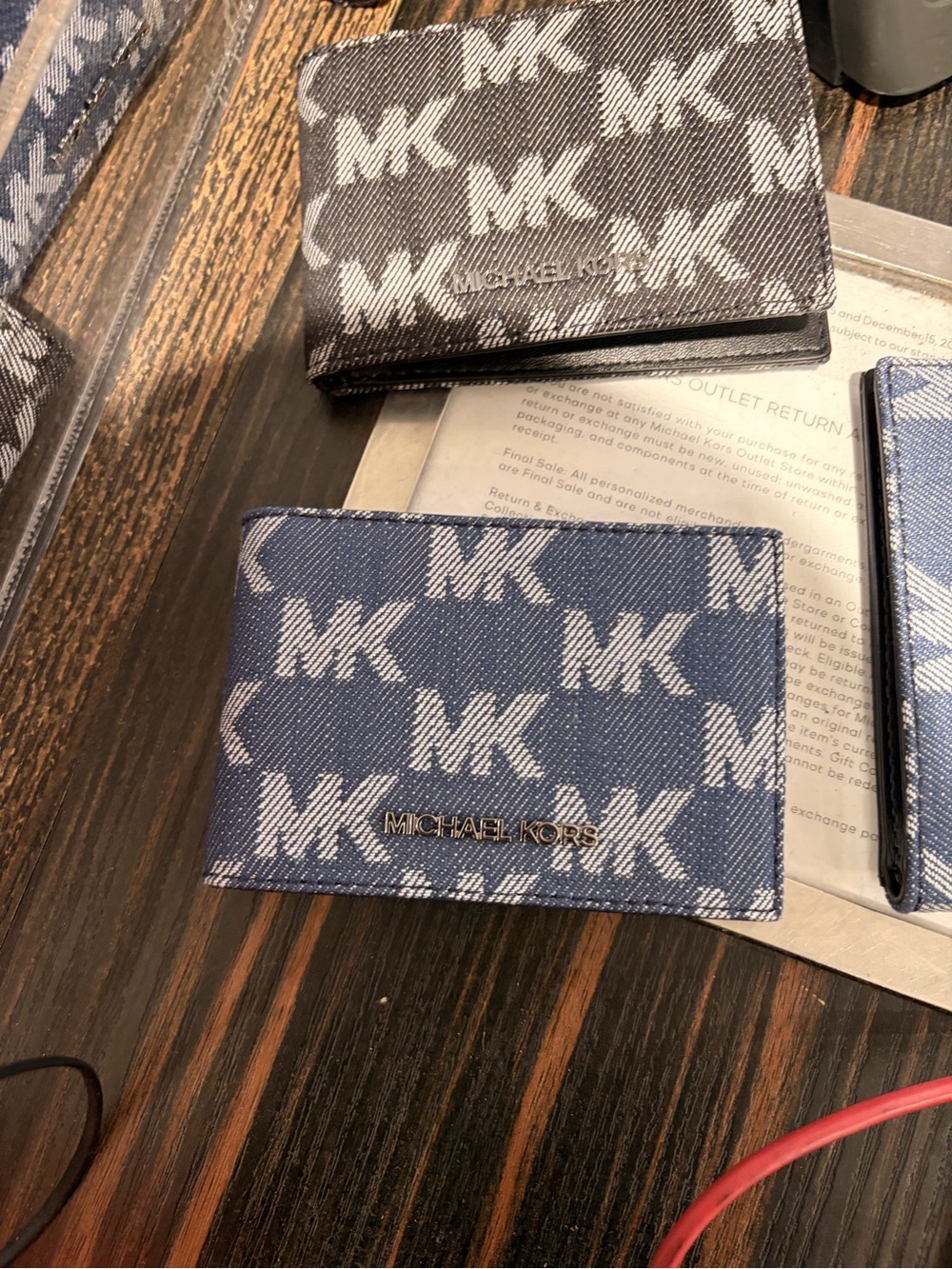 Michael Kors Blue MK Logo Card Case ID holder new denim